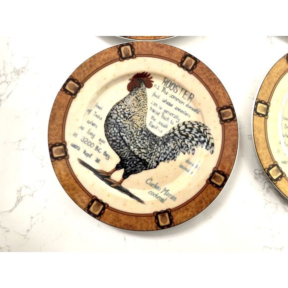 Henriette London Pottery Porcelain Rooster teapot and set of 4 plates - Picture 7 of 15